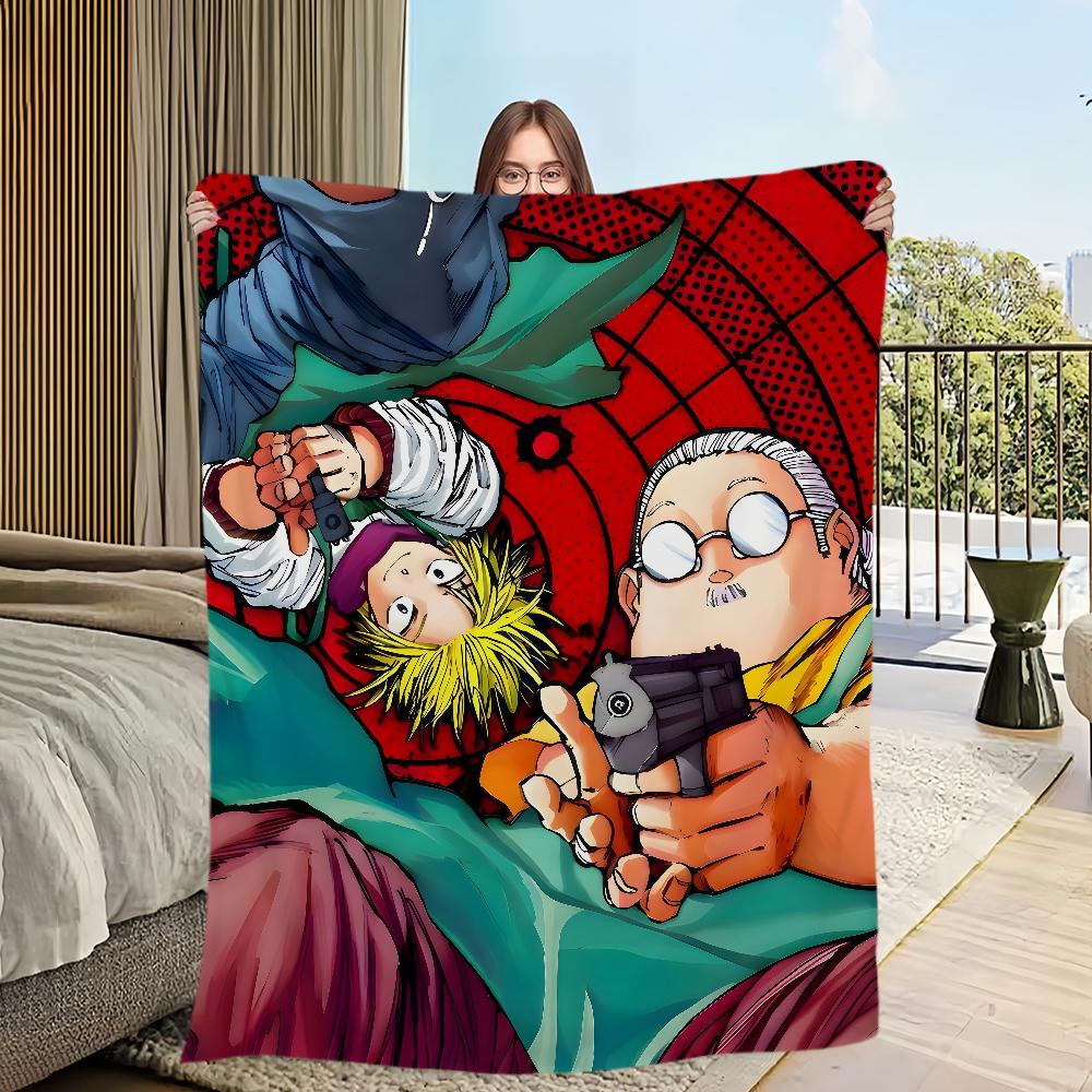 

anime art manga funny S-Sakamoto days Blanket Flannel warm soft plush blanket for sofa living room office bedroom travel gift 75x90cm