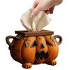 Halloween Pumpkin Tissue Box Cover Decorative Resin Napkin Dispenser Halloween Tissue Holder Tissue Case for Halloween Decor