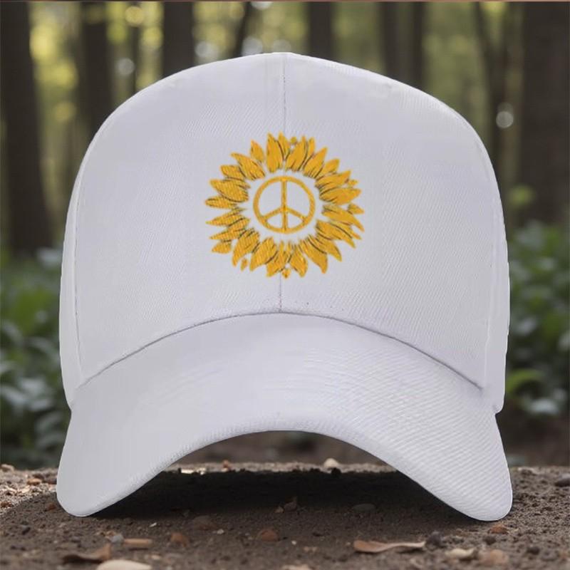 Cappellino da Baseball Girasole Segno di Pace Regolabile Unisex Casual da Esterno Cappello da Sole