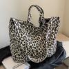 Niche Leopard Print Canvas Tote Bag Women's Bag Casual Large Capacity Fashion Handbag Korean Version Foreign Style Shoulder Messenger Bag
