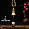Style Car Hanging Ornament With White Lotus And Deity Symbols In Yellow Boxwood For Gift