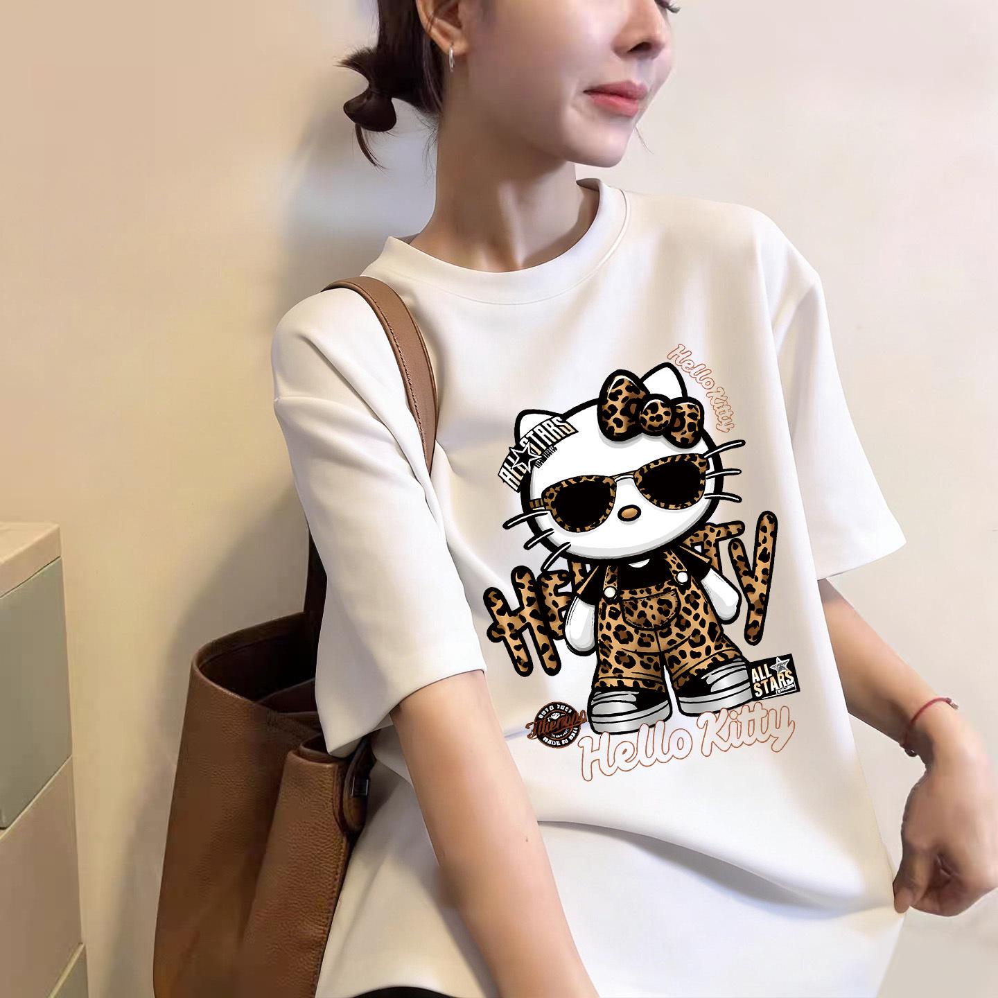 

Korean Retro Cartoon Print Short Sleeve Women s T-Shirt - Spring 2026 Trend M белый