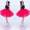 Black Lace Hot Pink Fashion Doll Dress For Barbie Doll Outfits Clothes Short Dresses Party Gown 1/6 Doll Accessories Toy