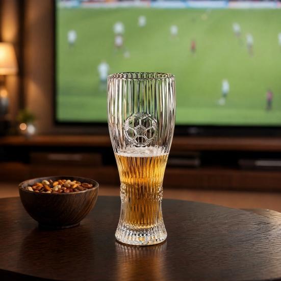 Szklanka do piwa Piłkarska, Pojemność 300ml/450ml, Przezroczysty kufel do piwa rzemieślniczego do domowego baru, Kubek Piłkarski dla Fanów Sportu