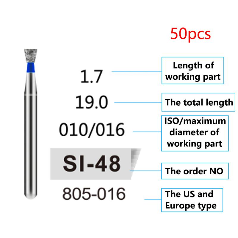 50Pcs Dental Diamond Burs Drill FG 1 6Mm For High Speed Handpiece Denspay Polishing Whitening Lab Material