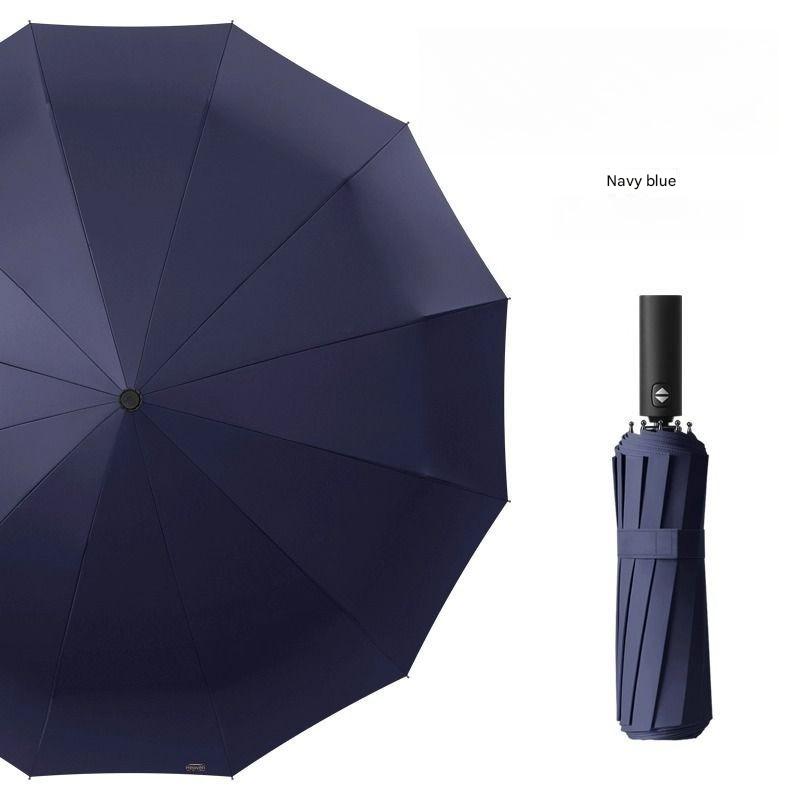 Fully Automatic 12 Bone Umbrella Enlarged Thickened and Reinforced Windproof Rainproof Portable Car-mounted Tri-fold Umbrella