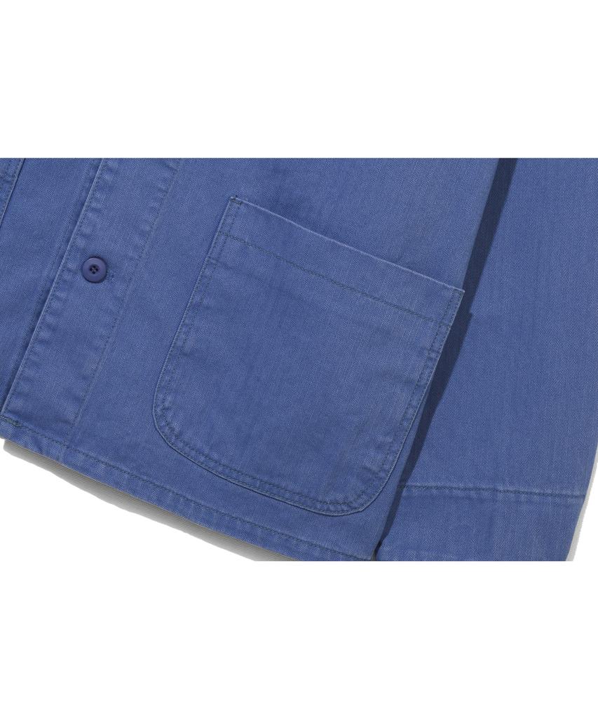 BASEMOMENT Herringbone Washed French Work Jacket Vintage Blue