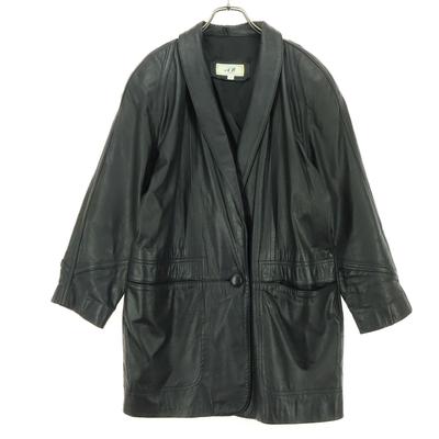 Long Sleeve Leather Jacket F Black Cowhide Women Used