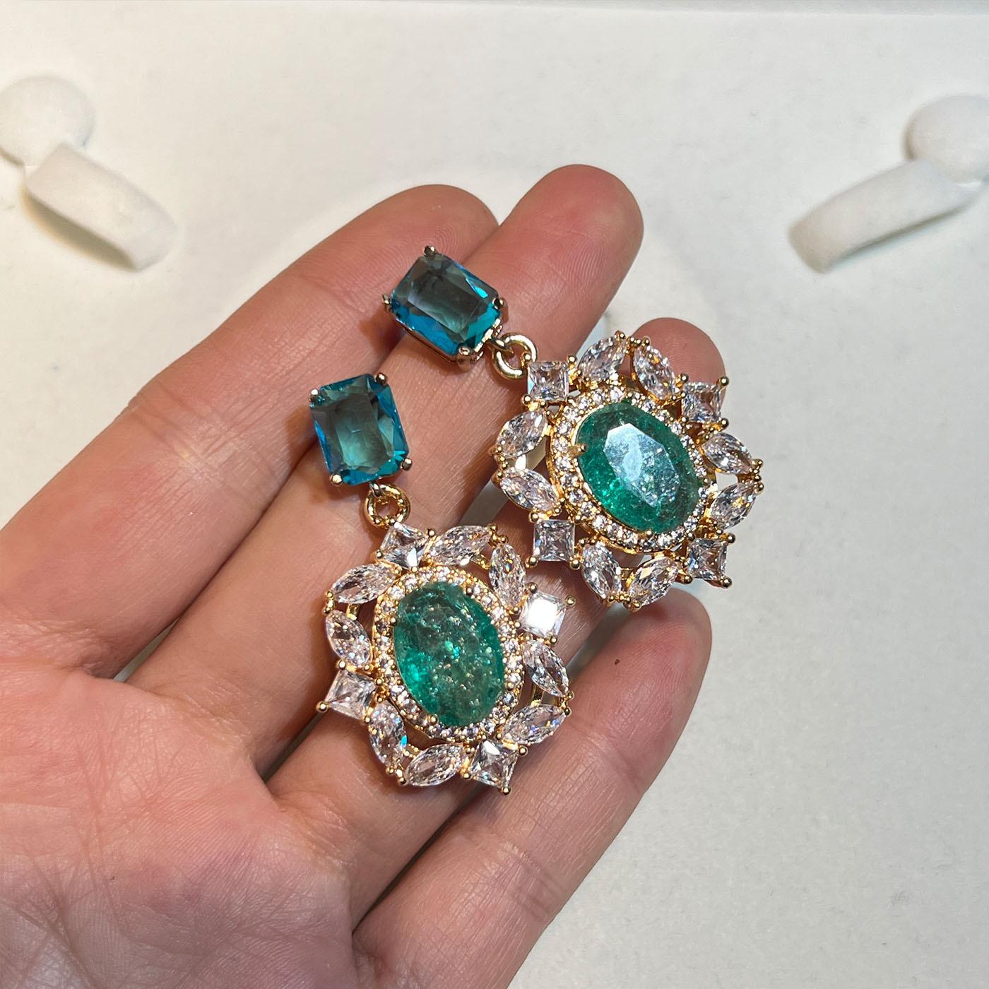 Синий Цветок Льда Цирконий Мода Высокое Чувство Ожерелье Винтажные Украшения Ожерелье Серьги