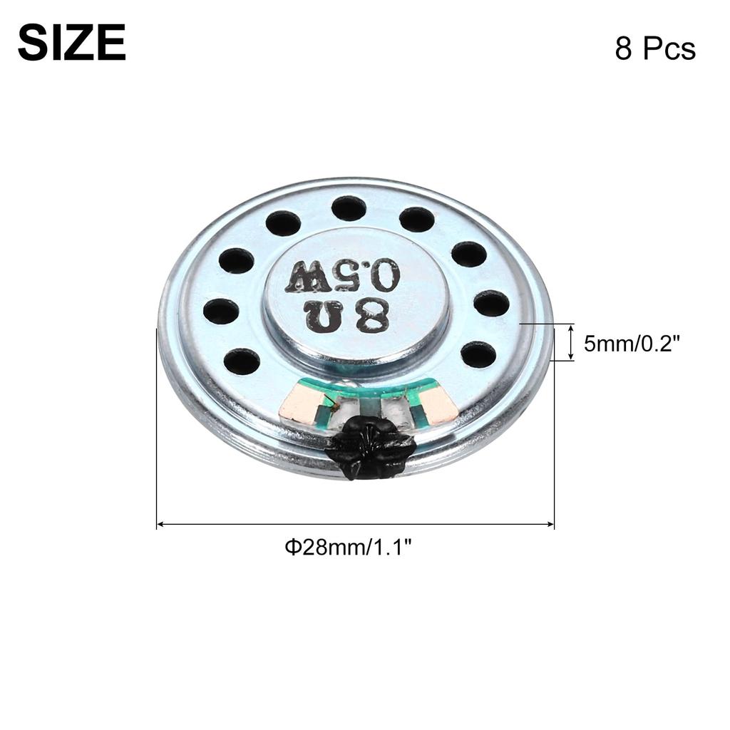 uxcell 8pcs 8ohm Mini Speakers Metal Shell Round Internal Micro Magnet Speakers Mini Speakers DVD EVD Multimedia Mobile Portable Advertising Equipment