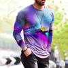 Men's Fashion Casual Printed Long Sleeve O-Neck Shirts Tops Blouse