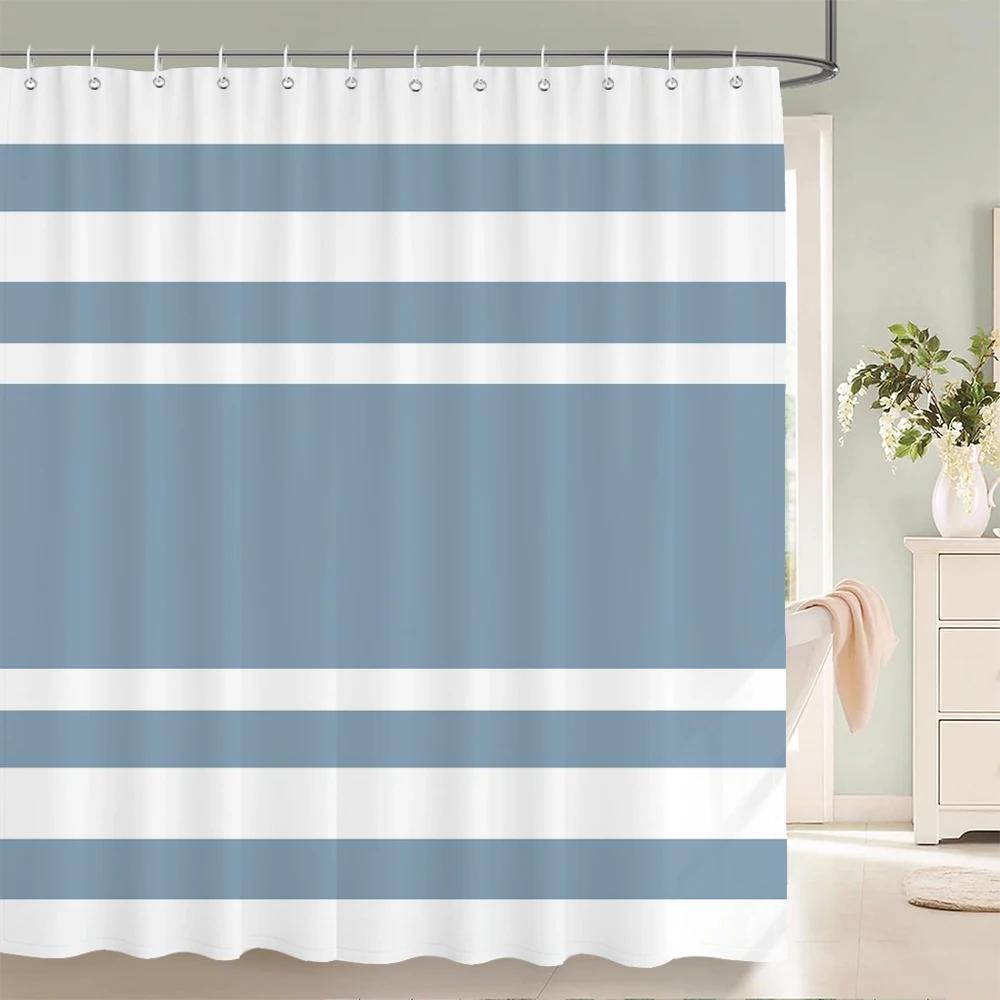 Waterproof Shower Curtains Geometric Stripes Bathroom Curtains With Hooks 3d Printing Decoration Large Size 240X180 Bath Screen