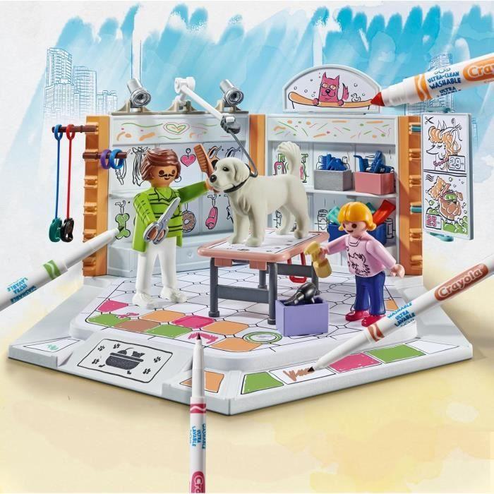 Playmobil Color 71514 Grooming Salon, Crayola Crayons To Draw On the Characters, 61 Pieces, from 5 Years
