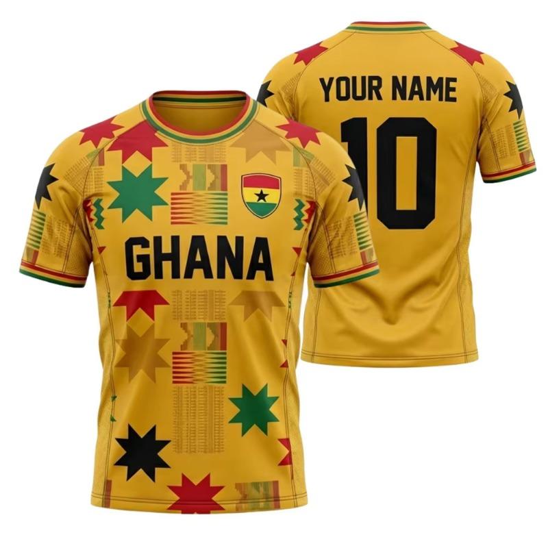 Custom Ghana Football Jersey Shirt Personalized Red Ghana Fan Tee African Pattern Football Top Custom Name Number Sports Gift