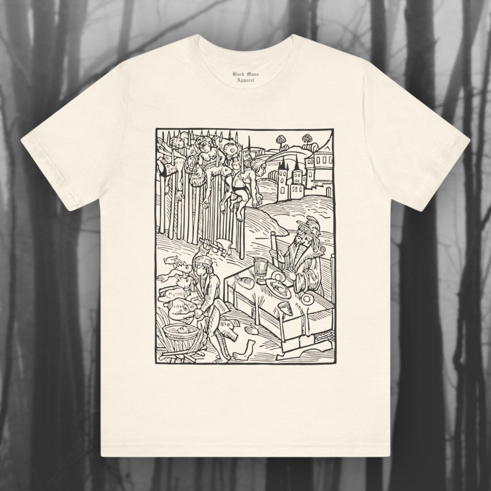Vlad The Impaler, Vintage WoodcuT-Shirt, Vlad Tepes T-Shirt, Dracula T-Shirt, Vampire, Gothic Fashion Unisex Jersey Short Sleeve Tee M