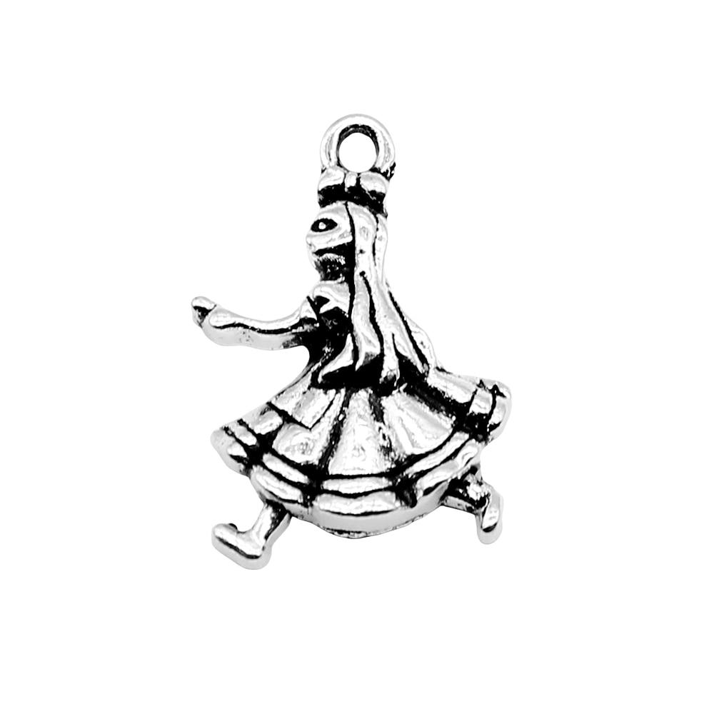 

10шт Девушка Шармы Амулеты Античное серебро Цвет Цинковый сплав 13X18mm