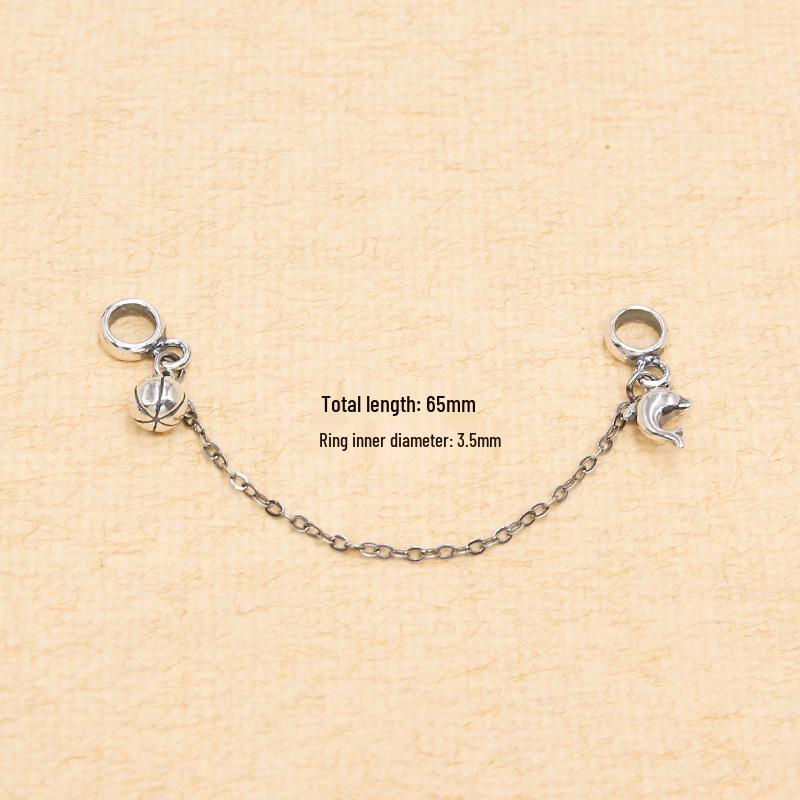 

Серебро 925 пробы Дельфин Защитная цепочка для футбола Двусторонняя застежка для браслетов в стиле Пандора для DIY