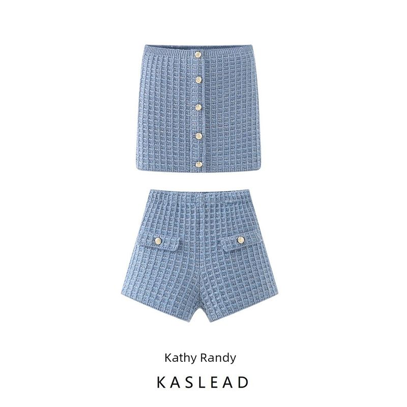 Kaslead New Arrival Women's Clothing Fashion Style Fashion Silm Stretch Knitting Tube Top Shorts Suit