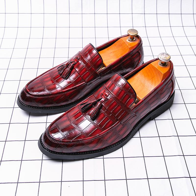 Dress Business Leather Shoes New Brock British Leather Shoes Men's Tassel One Pedal Loafers Men's