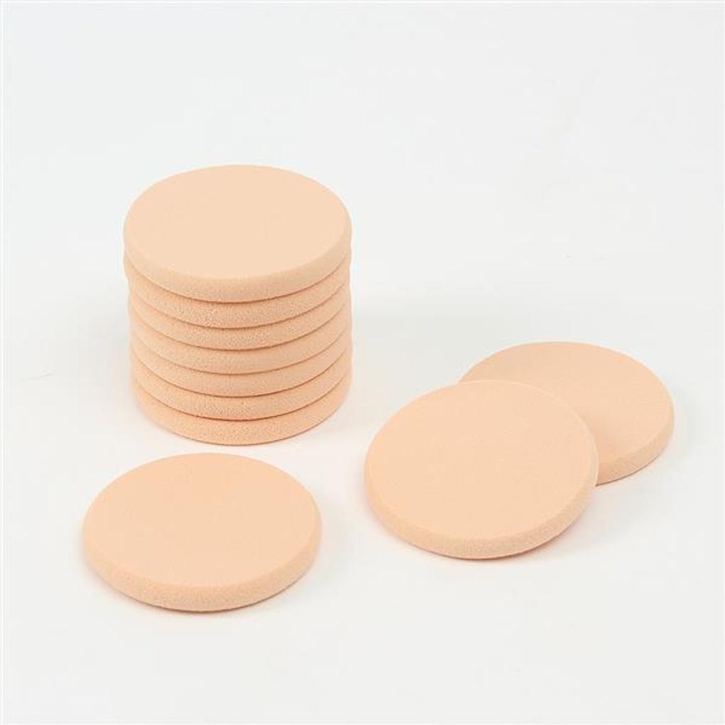 10-piece set of round makeup puffs