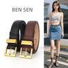 Fashion Pu Womens Leather Waist Belt With Square Pin Buckle For Business Wear