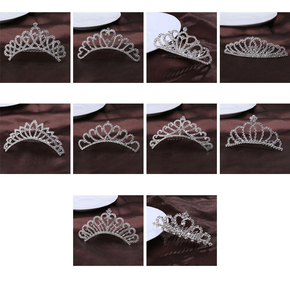 New Alloy Princess Crystal Tiaras Hair Ornaments Gifts Crowns Hair Comb Rhinestone Bridal Hair Accessories Birthday Party