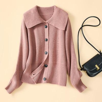 Women's Thickened Wool Blend Lapel Cardigan Sweater