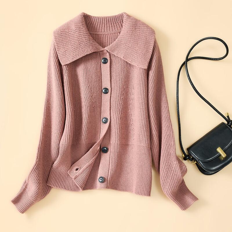 

Women s Thickened Wool Blend Lapel Cardigan Sweater XL