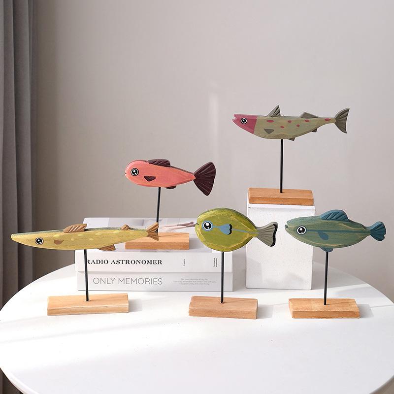 

Colorful Mediterranean Wooden Fish Ornaments for Living Room or Children s Desk