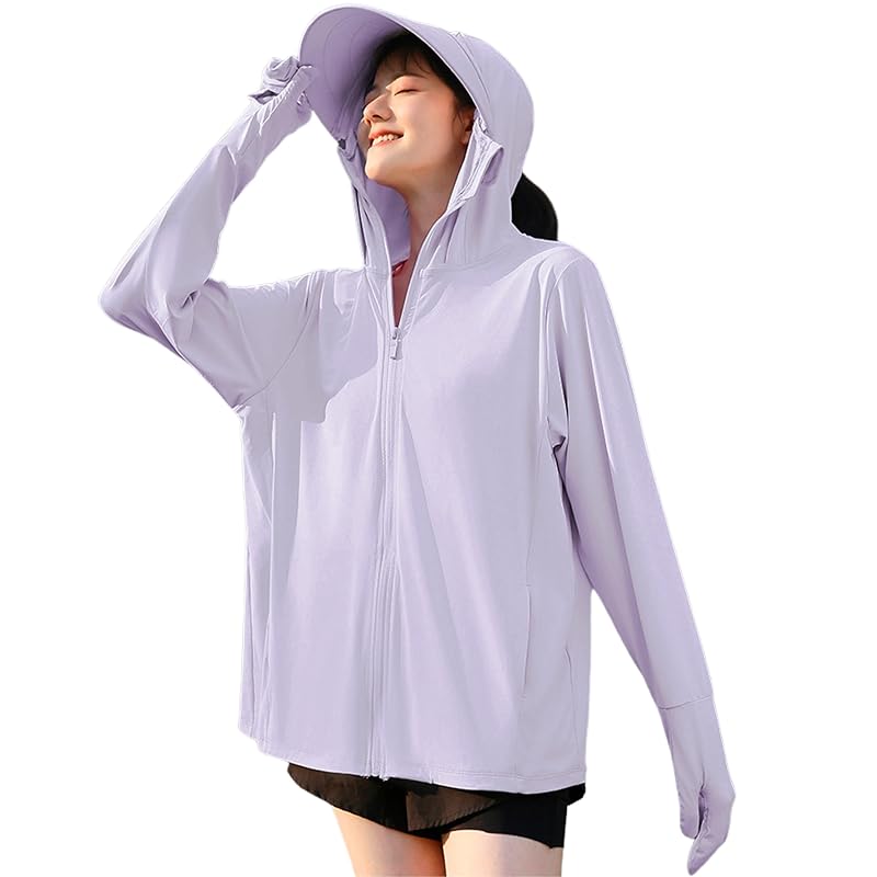 

[Fiorior] [Sunburn protection up to your fingertips] UV cut hoodie ladies rash guard spring summer Cool touch sensation hooded outer With brim long