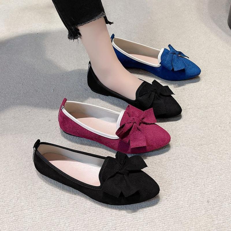Large Size Casual Single Shoes Women's Spring Bow Fashion Outer Wear Versatile Casual Doudou Shoes