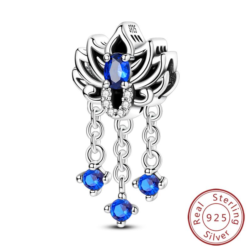 Original Copper Charms Beads Pendant Lotus Tulip Rose Carnation Flower Series Bead Fit Bracelets Women Jewelry Gift