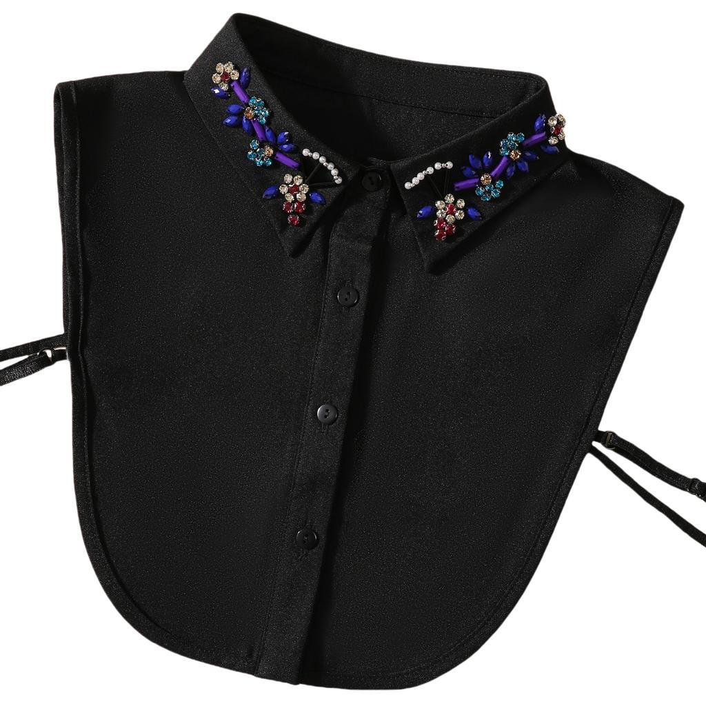 Neuzugang Abnehmbarer dekorativer Kragen für Hemden - Vielseitiger handperlenbesetzter falscher Kragen