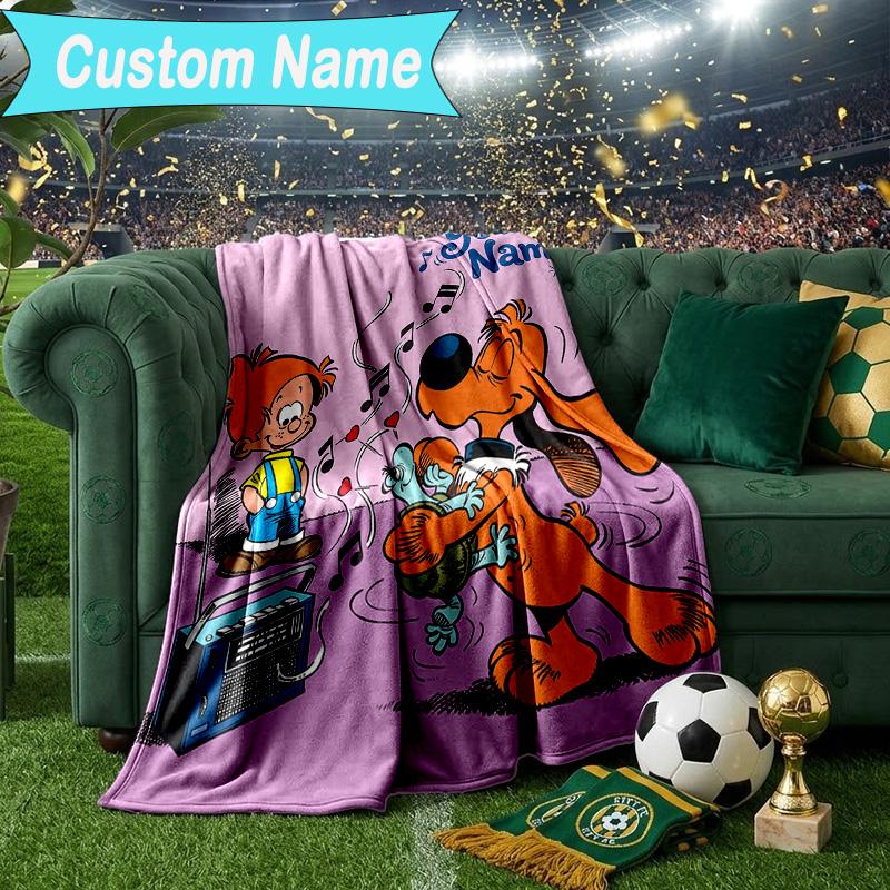 Custom Name Blanket Dog Boule Blanket Bedding Blanket for Travel, Camping, Living Rooms, Offices, Sofas, Fan Christmas Gift