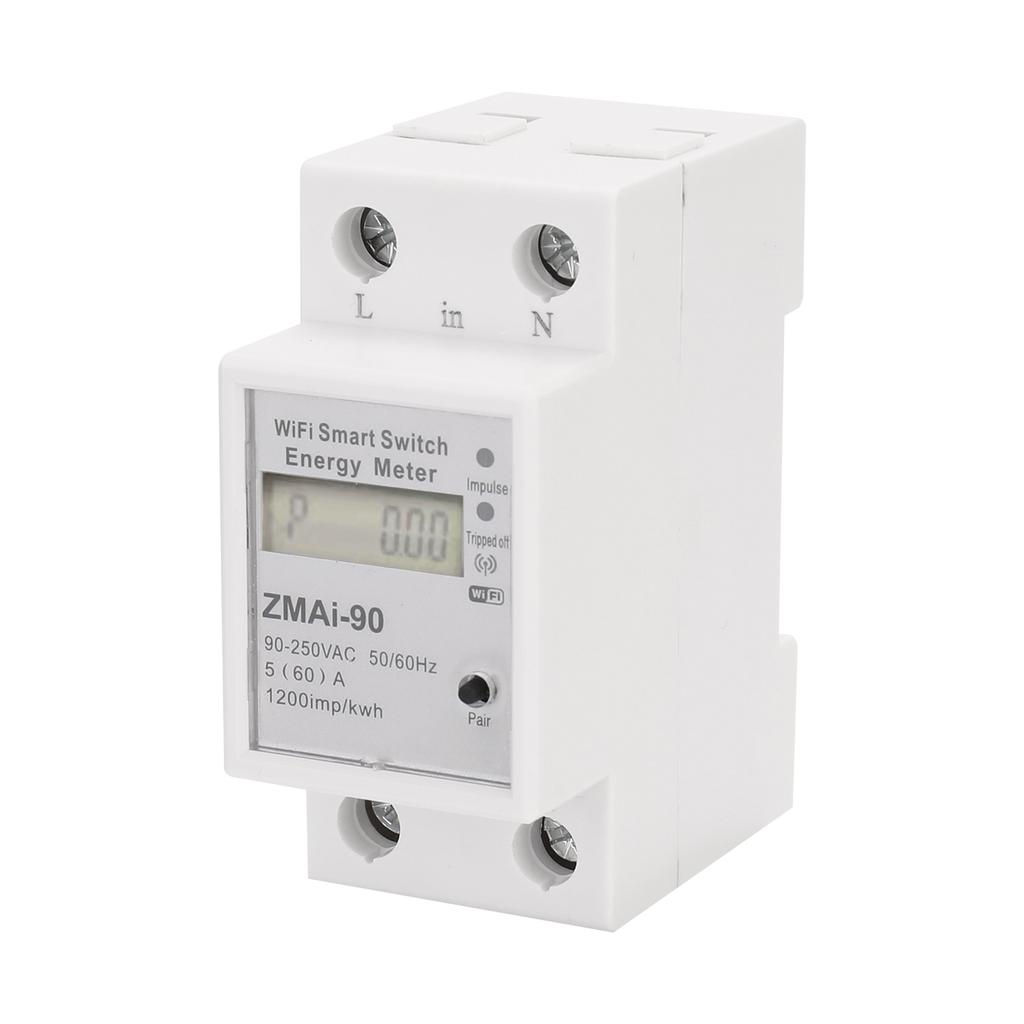 Single-Phase Din Rail Wifi Intelligent Energy Meter Power Consumption Kwh Meter Wattmeter Support SmartlifeCelsius App Control Compatible with