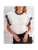 Women's Striped Ruffle Short Sleeve Knit Sweater Crew Neck Loose Summer Top