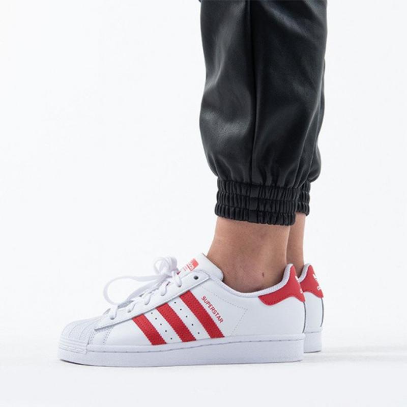 Adidas Originals J Leather Balance Low top Kids' Skateboarding Shoes White Red FW8293