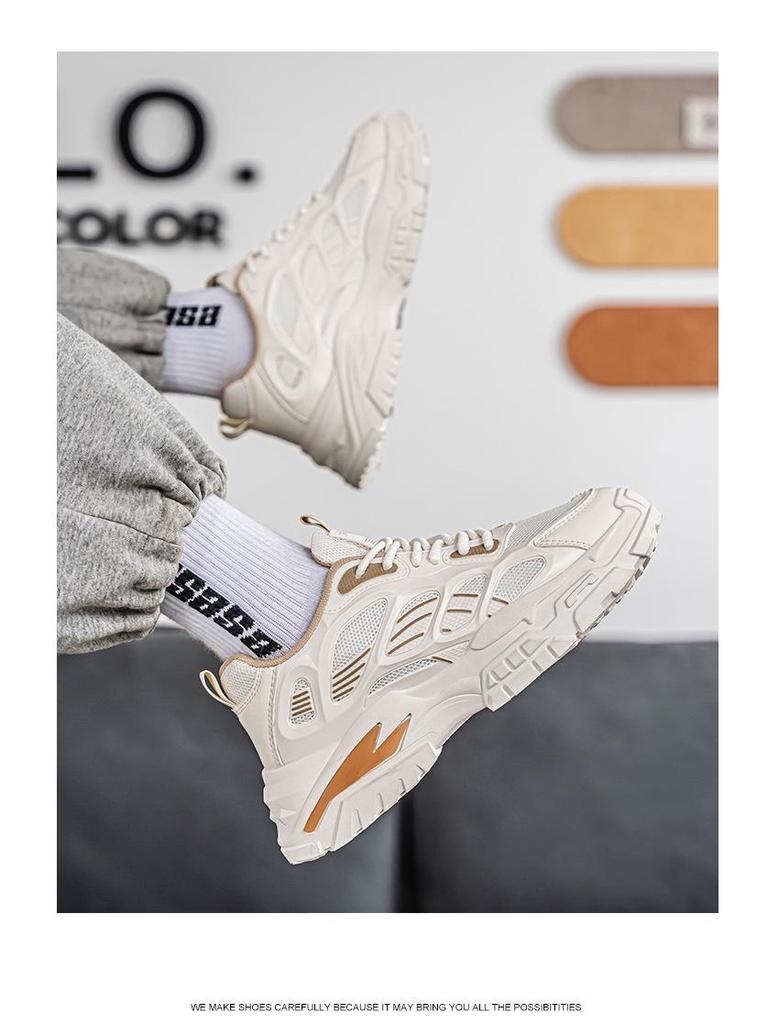 2025 Men's Summer Casual Mesh Sports Shoes - Breathable, Non-slip, Wear-resistant, Height-increasing Dad Style