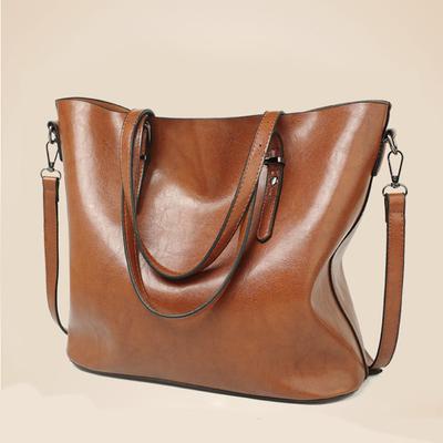 Bolsa de ombro feminina moda cera de óleo couro diagonal grande capacidade sacola