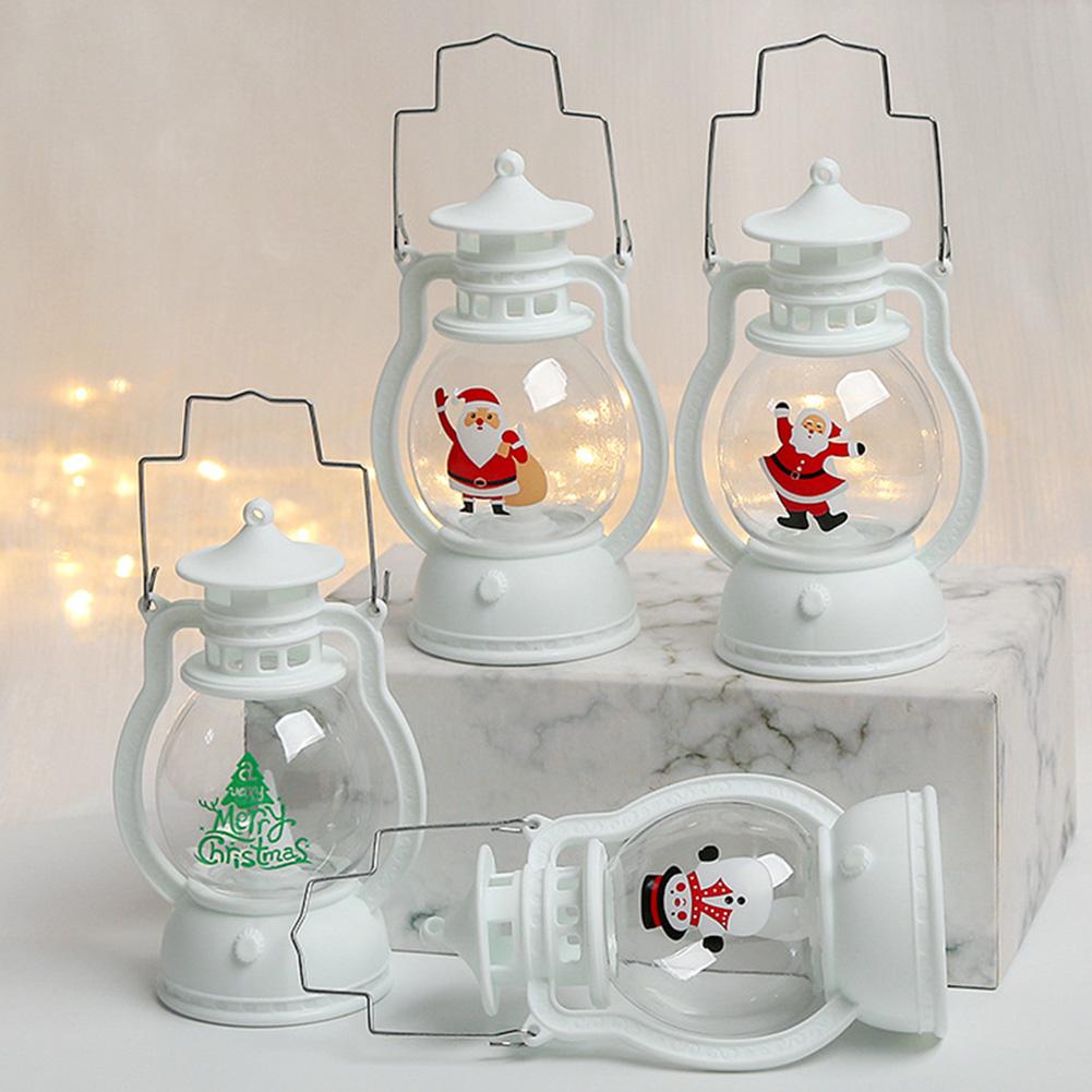 Christmas Portable Lantern Battery Operated Santa Claus Snowman Oil Lamp with Handle Xmas New Year Gifts for Table Decoration