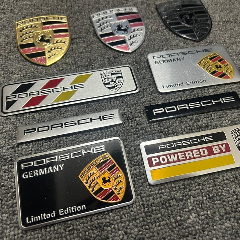 Autocollant Insigne de Marquage de Voiture en Aluminium 3D Décoration Personnalisée Carrosserie Coffre Fenêtre Autocollant Pour Porsche Emblème Accessoires Auto