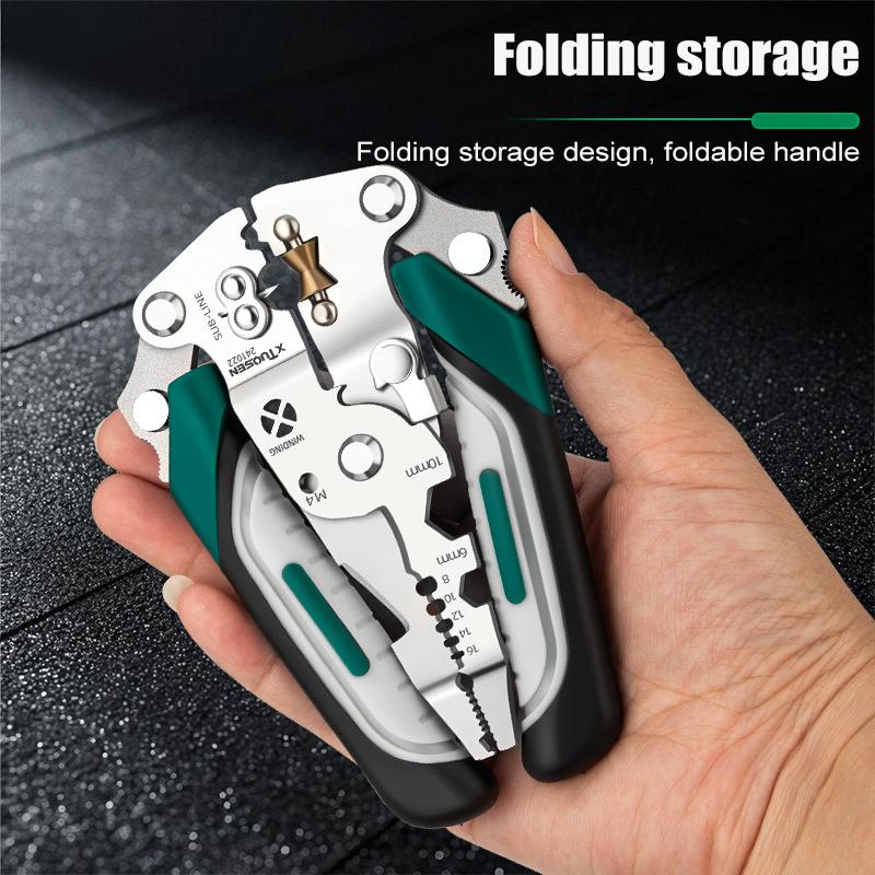 Foldable Wire Stripper Pulley Design Multi-function Electrician Wire Splitter Wire Winding Pliers Crimping Pliers Hand Tools