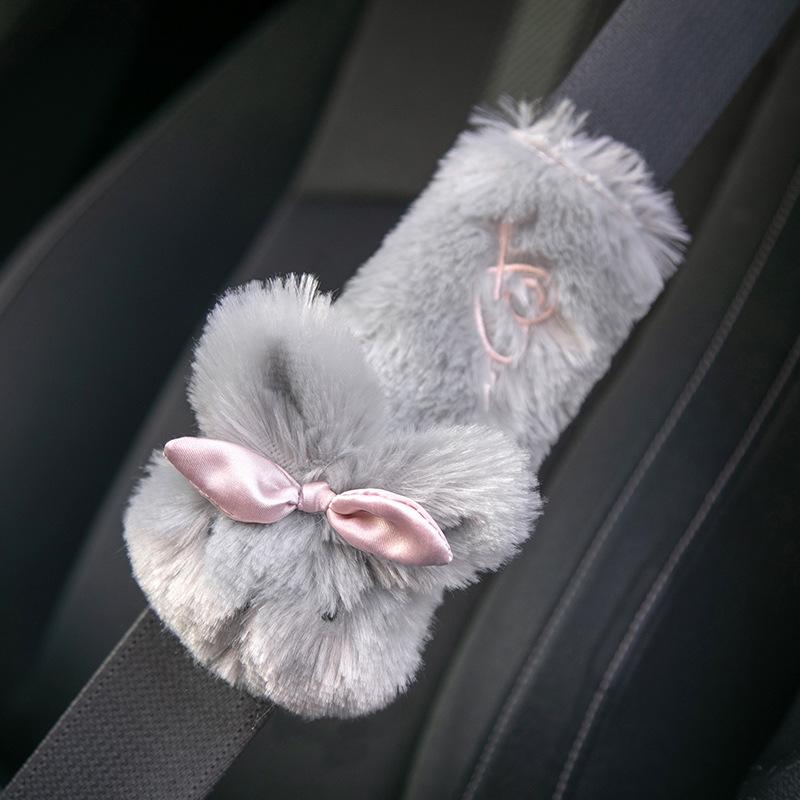 Four Seasons Car Neck Pillow - Cartoon Rabbit Design, Plush & Comfortable Headrest Support