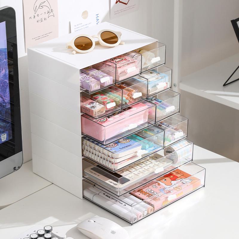 Multi-layer Transparent Acrylic Makeup & Stationery Organizer with Drawer Compartments