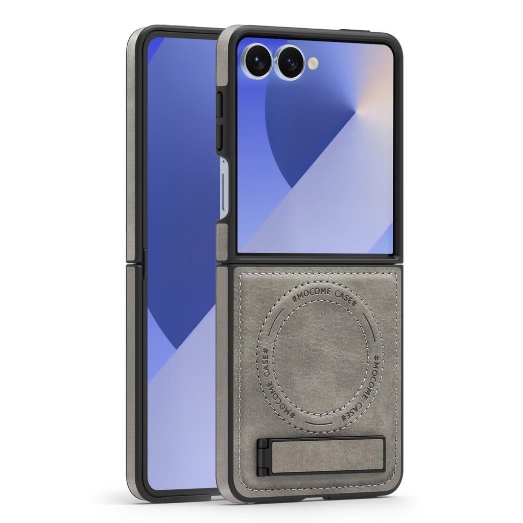 For Samsung Galaxy Z Flip 7 5 6 4 3 FE Leather Phone Case Wireless Charging Phone Case Holder Protective Cover