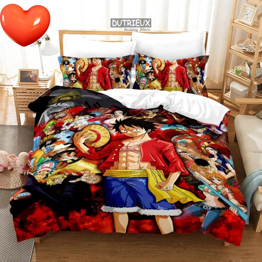 Anime One Piece Duvet Cover Set Comfortable and Warm Bedding Set for Decorating Your Bedroom and Enhancing Home Life Teens Gifts