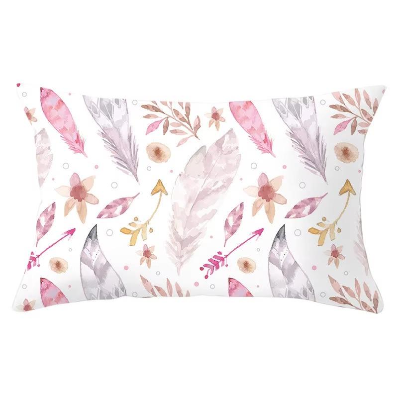 30X50cm Feather Pattern Printed Decorative Cushion Bedroom Living Room Backrest Home Rectangular Pillowcase