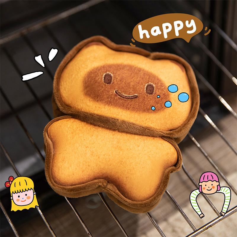 Simulated Toast Cat Plush Toy Throw Pillow Cute Child Hugging Sleeping Bear Cat Biscuit Doll