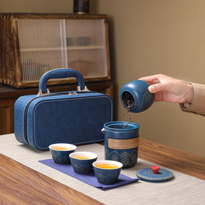 Travel Tea Pot Set Outdoor Portable Ceramic Quick Guest Tea Set Office Teapot And Cup Set Light Luxury Friend Best Gifts