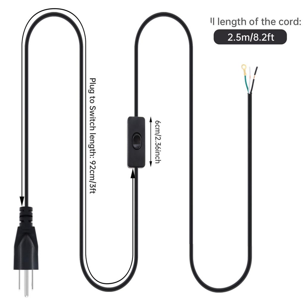 5.1M 16FT Transparent SPT-2 18AWG Cablu de lampă de schimb Cablu de alimentare certificat Comutator cu buton Mufă SUA Cablu prelungitor, Diverse tipuri de cabluri